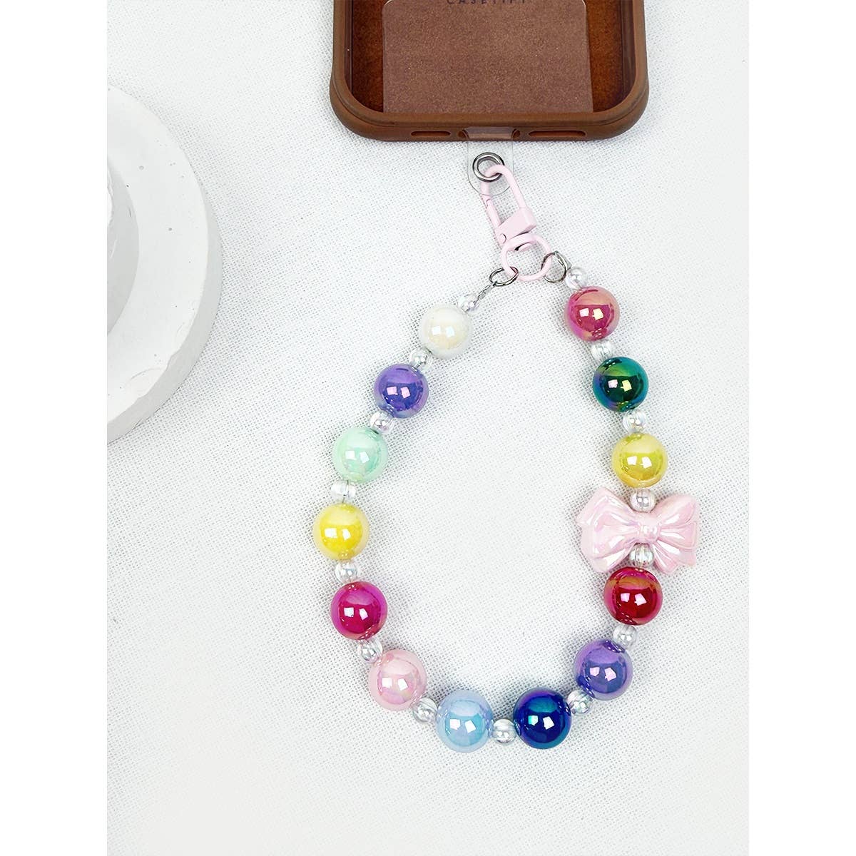 Colorful Bow Mixed Bead keychain wristlet