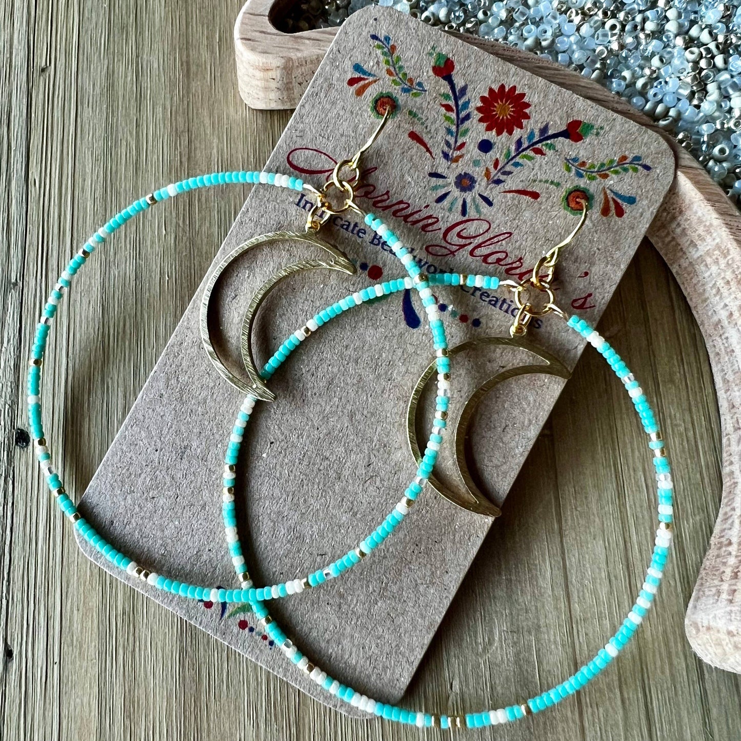 Luna Moon Beaded Hoop Earrings