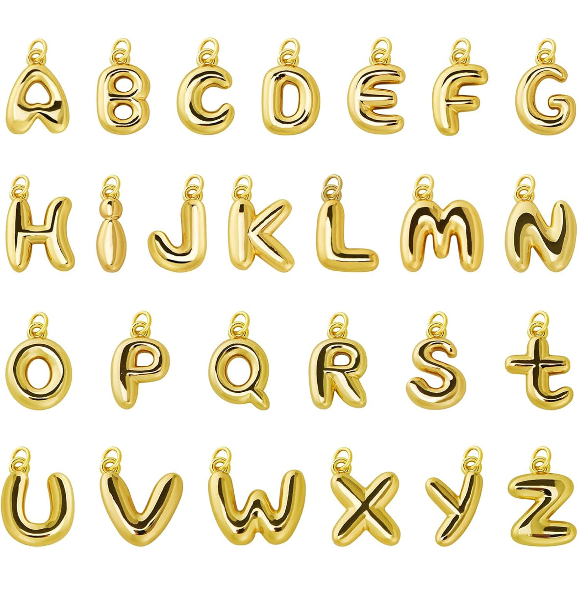 18k Gold Filled Bubble Letter Charm Pendant