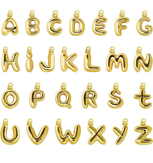 18k Gold Filled Bubble Letter Charm Pendant