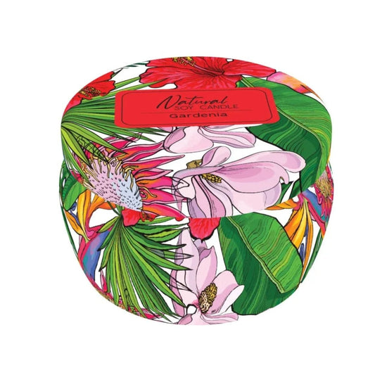 Decorative box with floral and leaf design on a white background