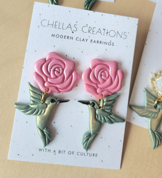 Rose Hummingbird Earrings | Chellas Creations