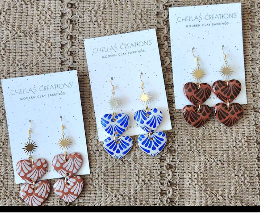 Talavera Double Heart Earrings | Chellas Creations