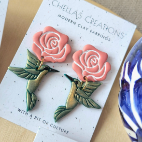 Rose Hummingbird Earrings | Chellas Creations