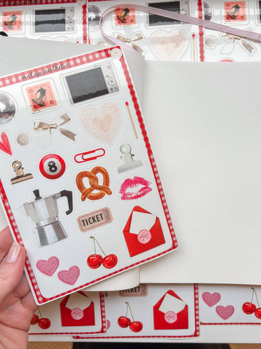 Vintage Junk Journal 5x7 Sticker Sheet, scrapbooking