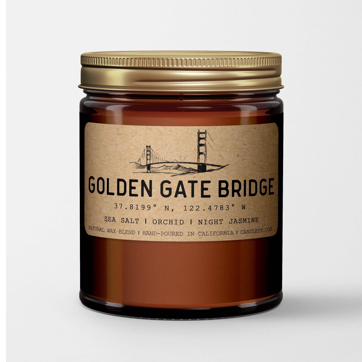 Golden Gate Bridge, California Scented Candle, Amber Glass
