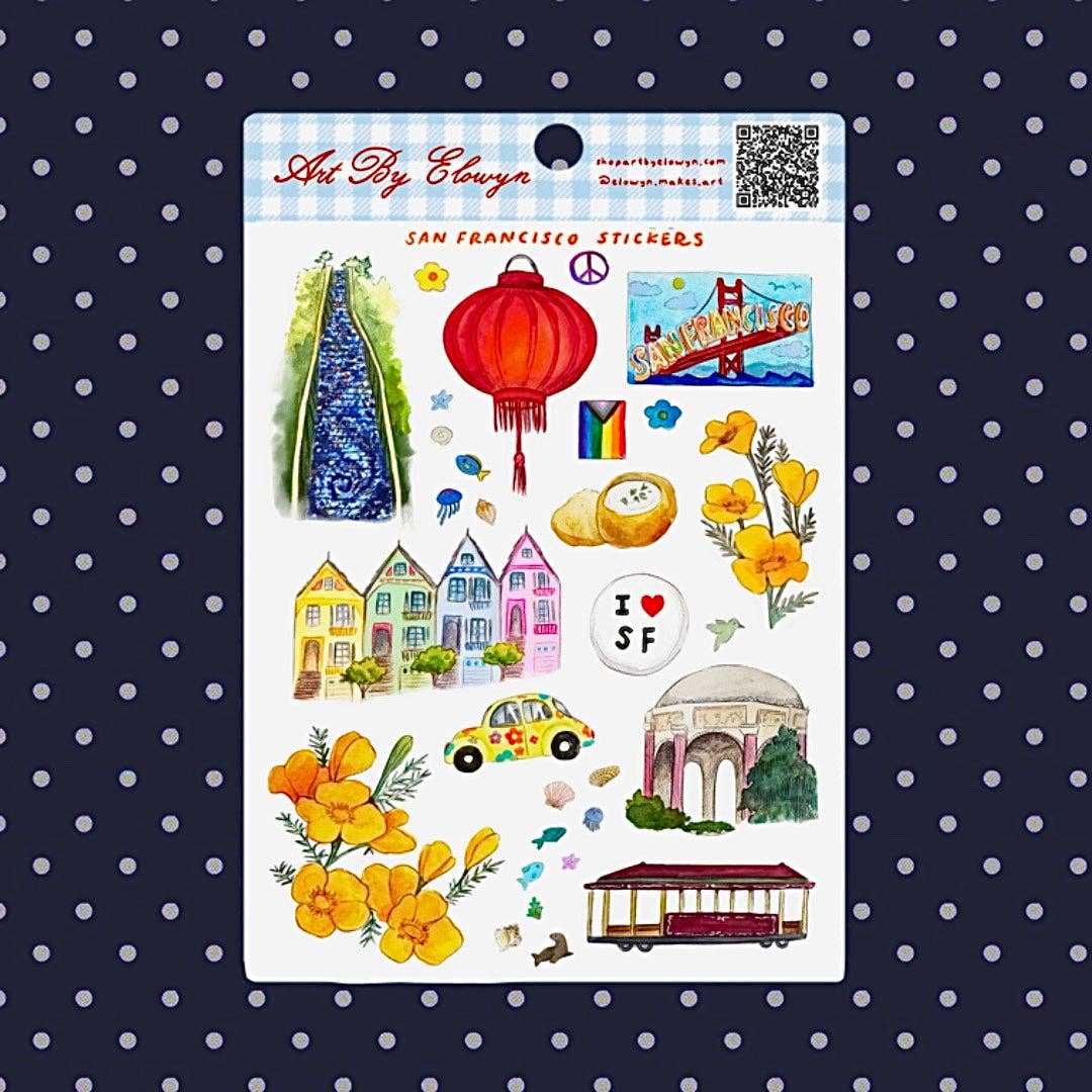 San Francisco Sticker Sheet by Elowyn Makes Art