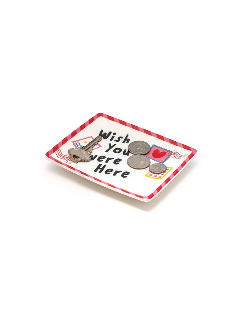Ceramic Trinket Tray - Postcard - "Wish You Were Here"