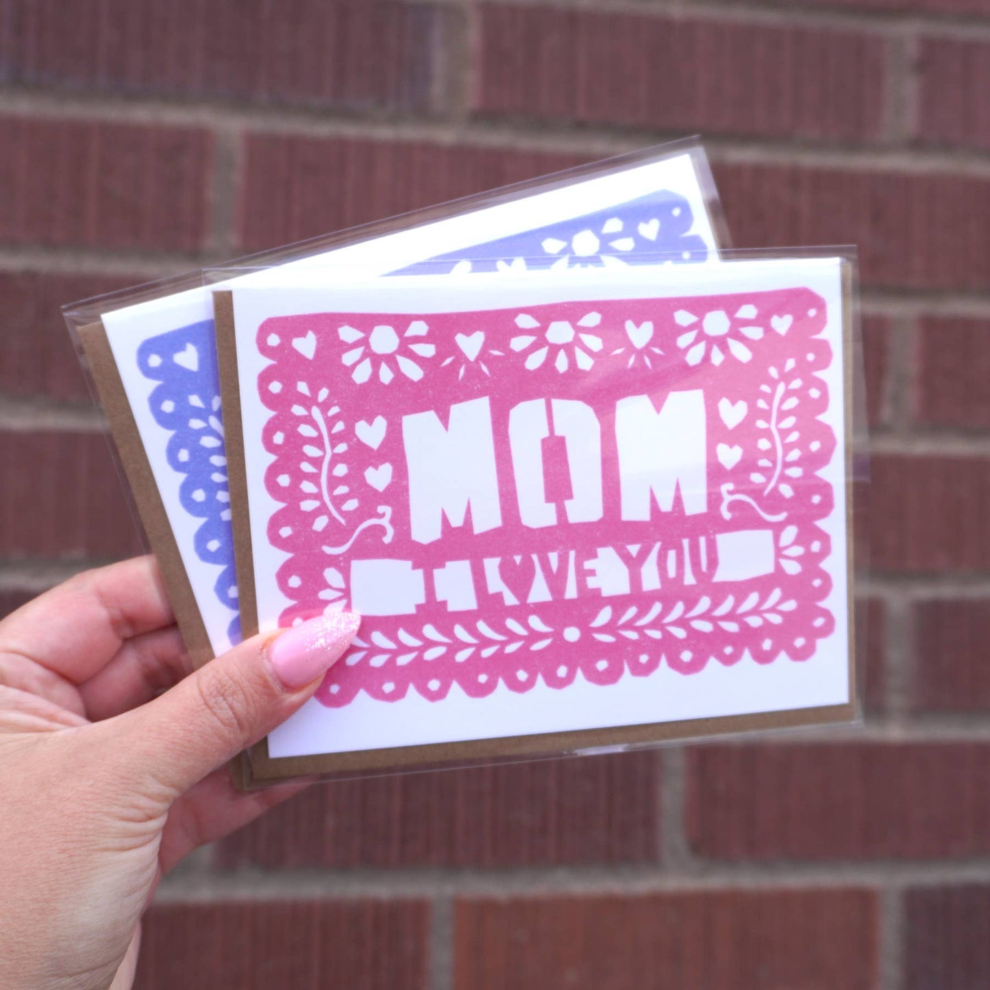 Mom I Love You Papel Picado Greeting Card