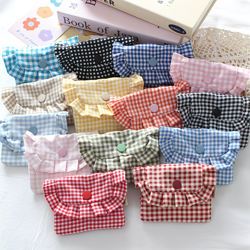 Gingham Print Cloth Coin Purse