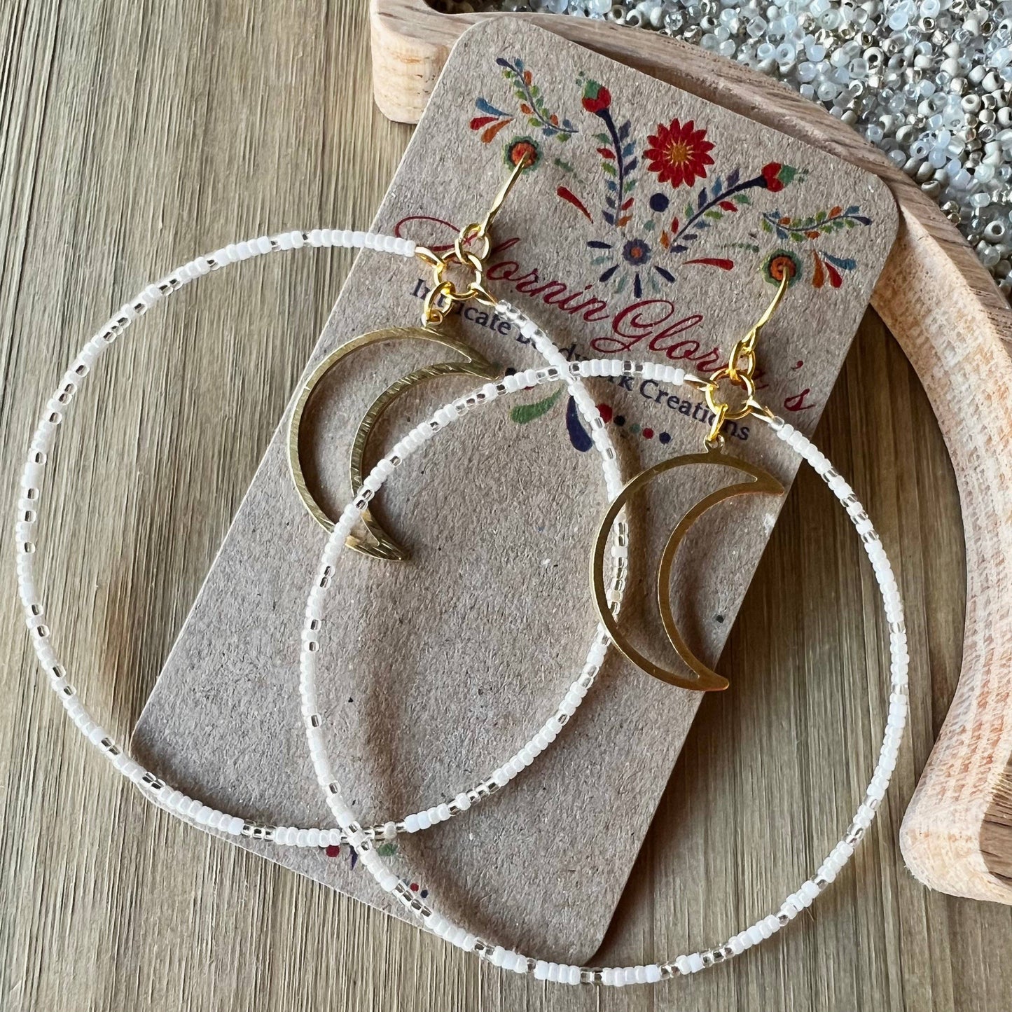 Luna Moon Beaded Hoop Earrings