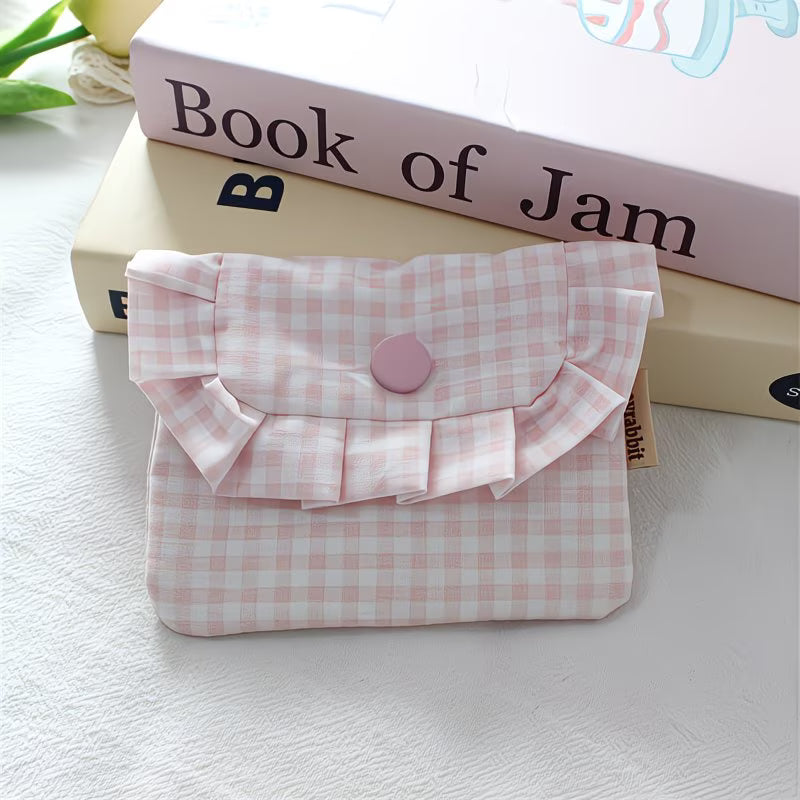Gingham Print Cloth Coin Purse