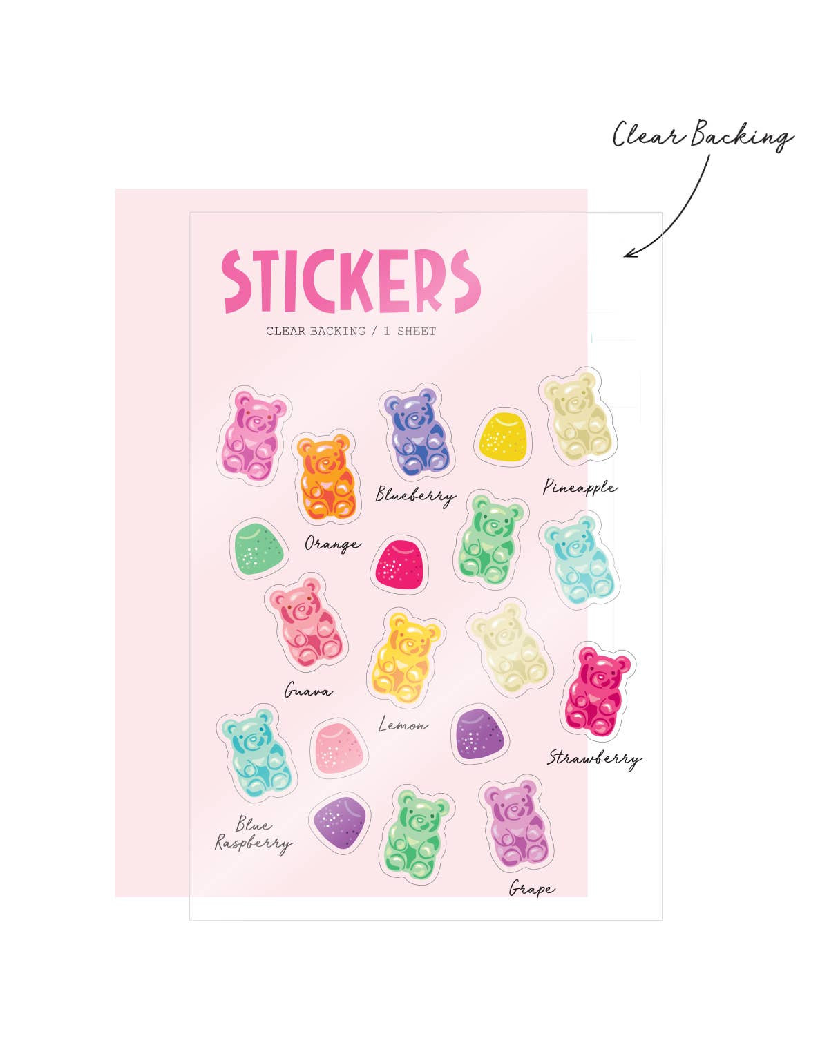 Gummy Bears  Clear Stickers