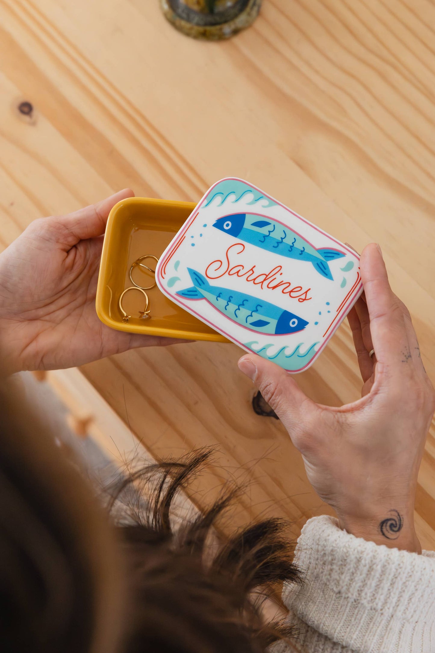 Ceramic Stash Box w/ Lid - Sardine Can