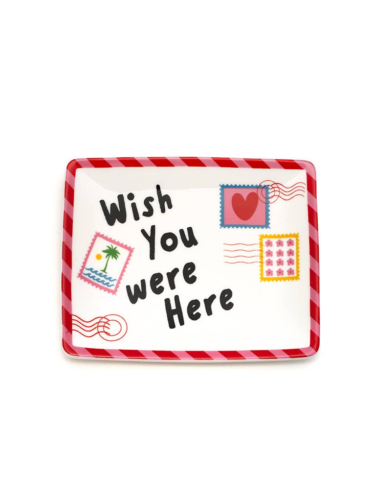 Ceramic Trinket Tray - Postcard - "Wish You Were Here"