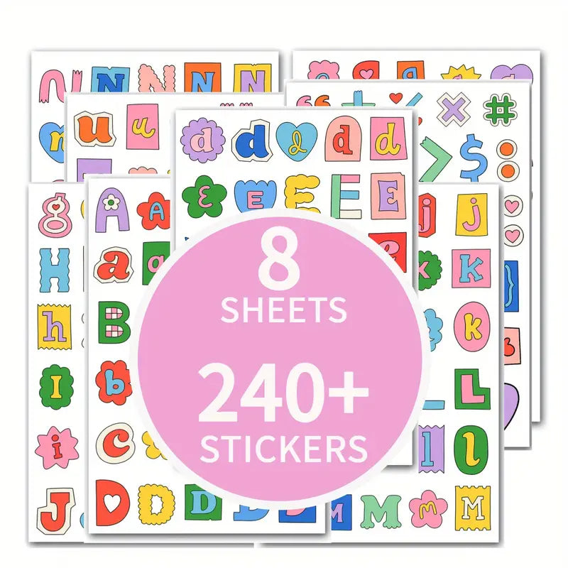 Cartoon Alphabet Sticker Sheets – Scrap&Sip