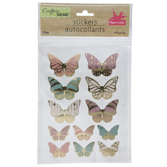 Crafters Square Foil & Glitter Butterfly Pop-up Stickers